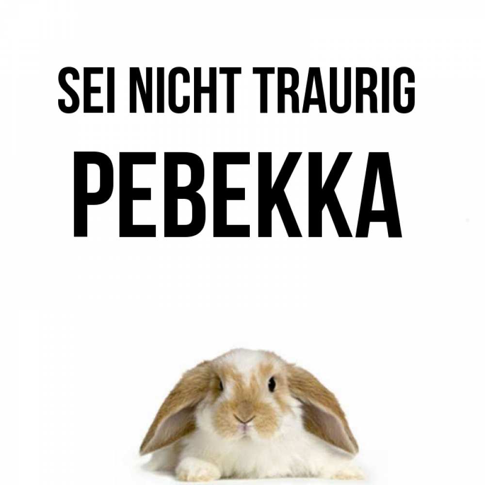 Открытка на каждый день с именем, Ревекка Sei nicht traurig коричнево белый заяц с большими ушками Прикольная открытка с пожеланием онлайн скачать бесплатно 