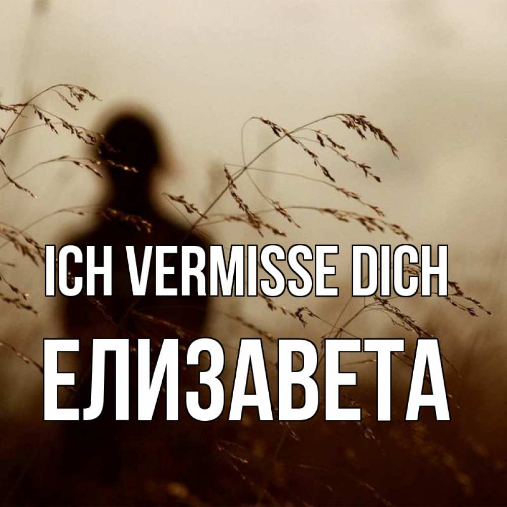 Открытка на каждый день с именем, Елизавета Ich vermisse dich силуэт девушки Прикольная открытка с пожеланием онлайн скачать бесплатно 