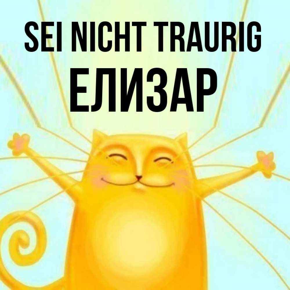 Открытка на каждый день с именем, Елизар Sei nicht traurig обнимашки усатые Прикольная открытка с пожеланием онлайн скачать бесплатно 