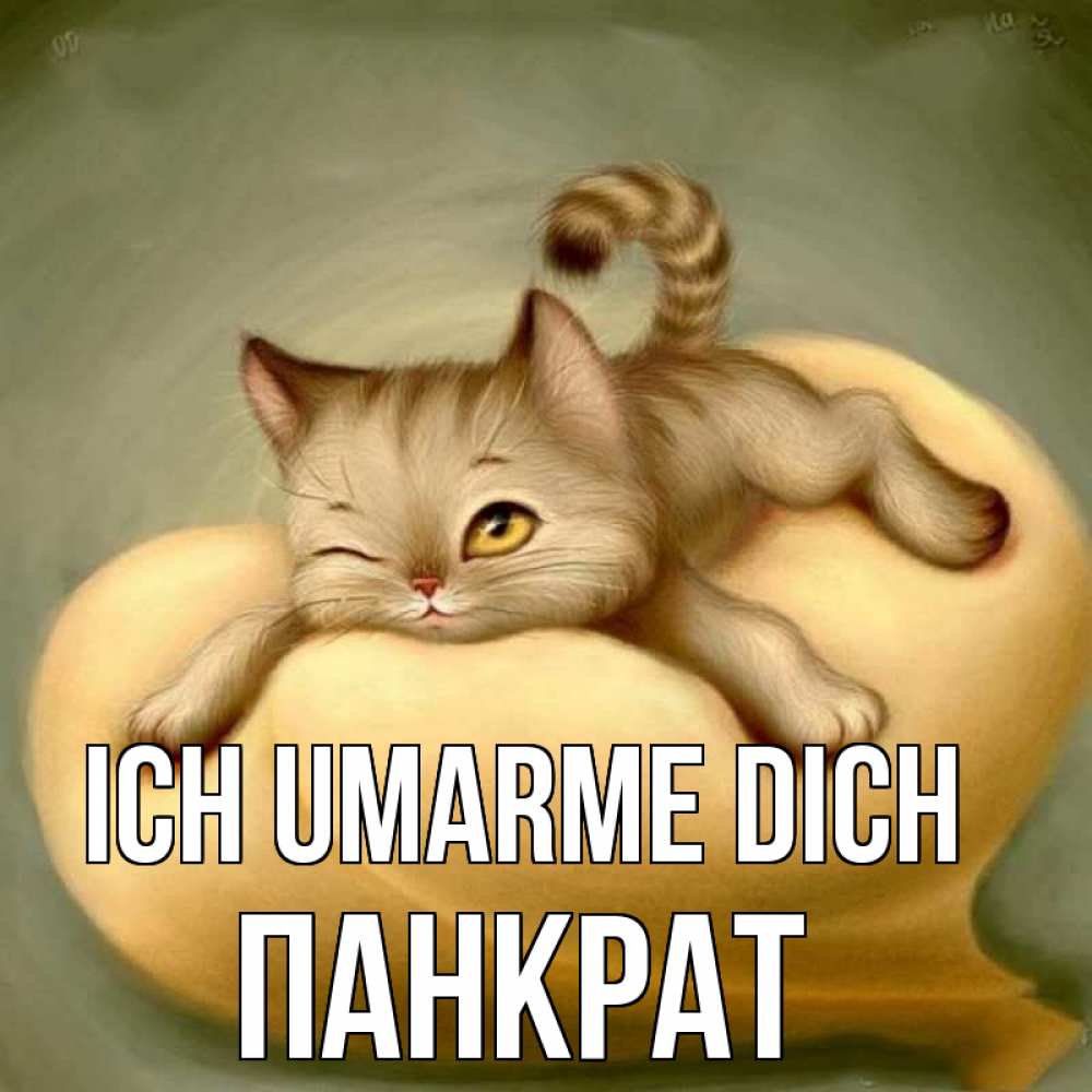 Открытка на каждый день с именем, Панкрат Ich umarme dich кошечка Прикольная открытка с пожеланием онлайн скачать бесплатно 