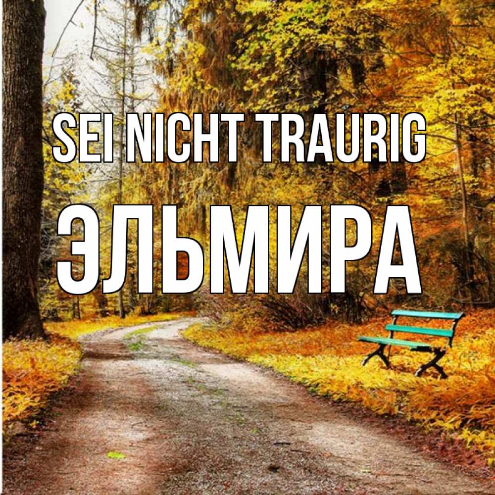 Открытка на каждый день с именем, Эльмира Sei nicht traurig зеленая лавочка Прикольная открытка с пожеланием онлайн скачать бесплатно 