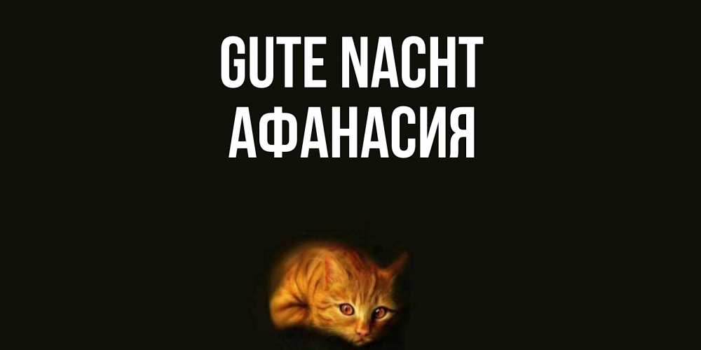 Открытка на каждый день с именем, Афанасия Gute Nacht кот Прикольная открытка с пожеланием онлайн скачать бесплатно 