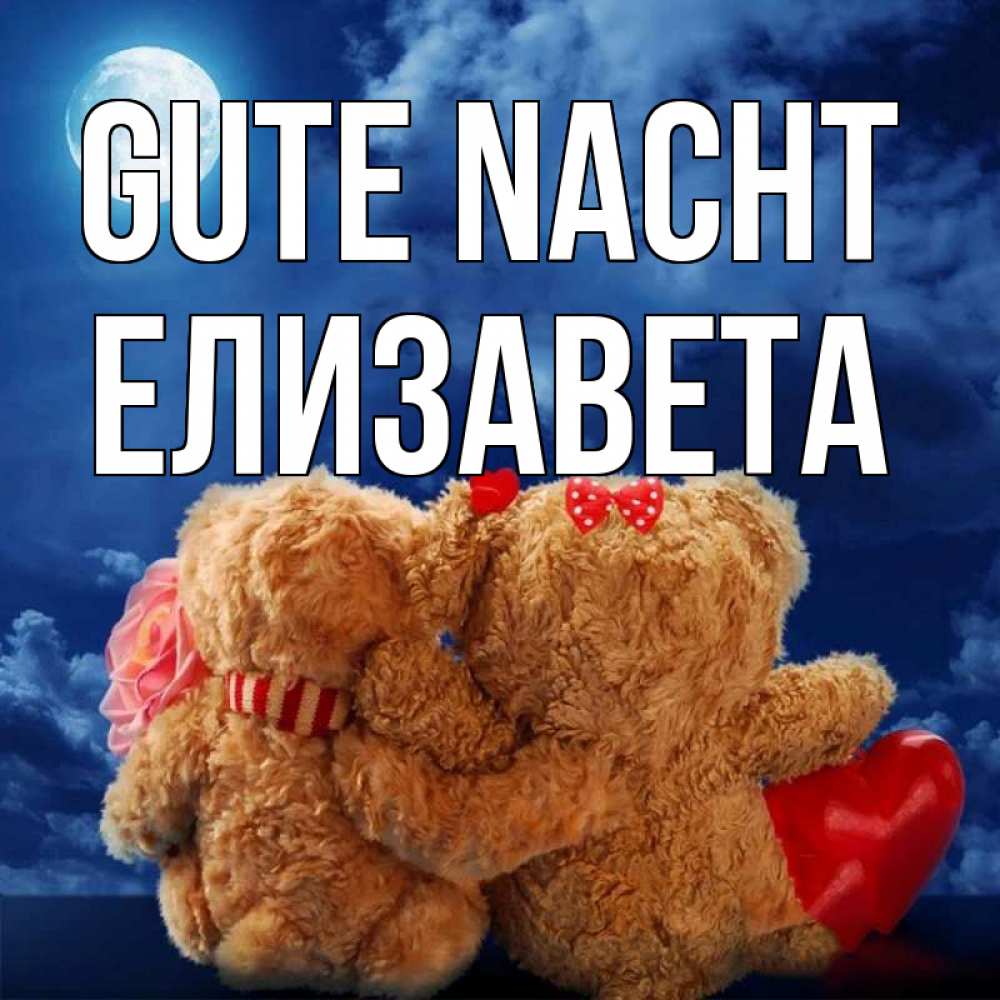 Открытка на каждый день с именем, Елизавета Gute Nacht плюшевые Прикольная открытка с пожеланием онлайн скачать бесплатно 