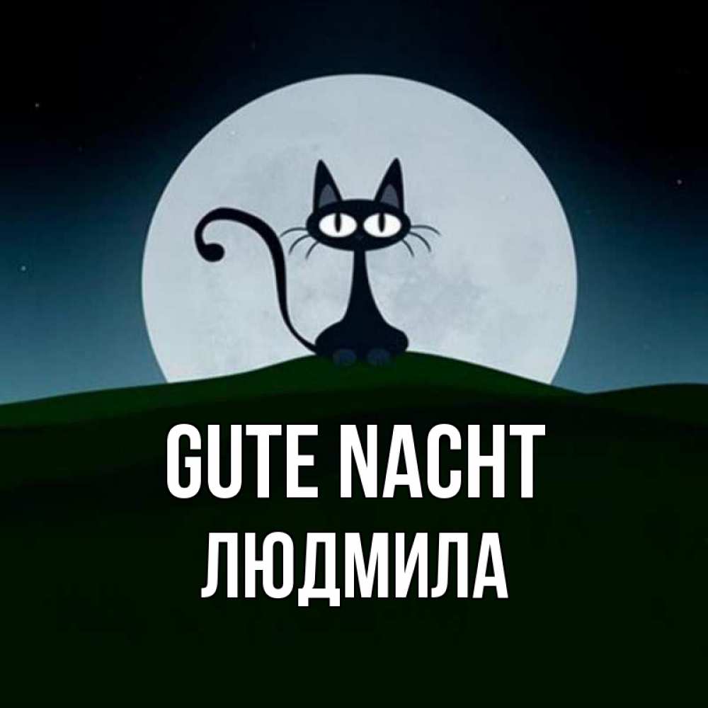 Открытка на каждый день с именем, Людмила Gute Nacht хорошо выспаться ночью и без кошмаров Прикольная открытка с пожеланием онлайн скачать бесплатно 