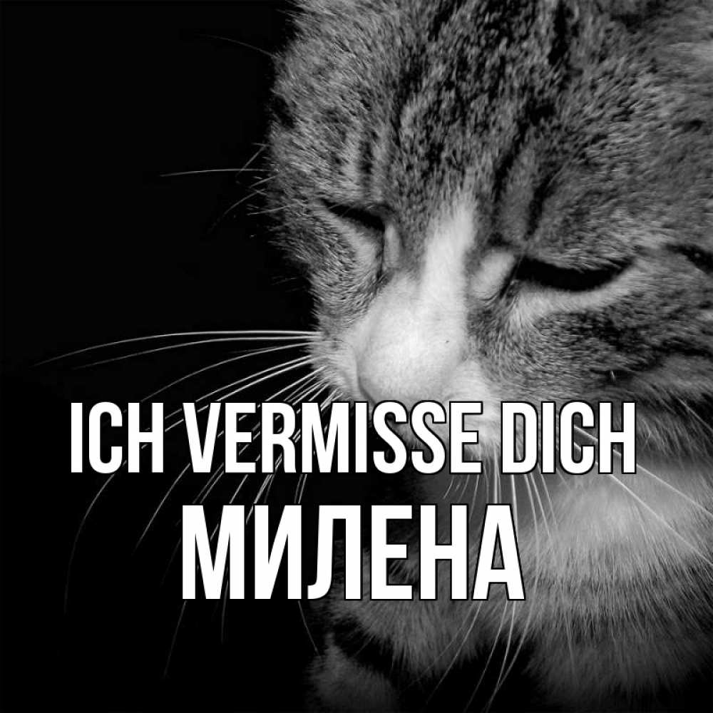 Открытка на каждый день с именем, Милена Ich vermisse dich мне скучно Прикольная открытка с пожеланием онлайн скачать бесплатно 