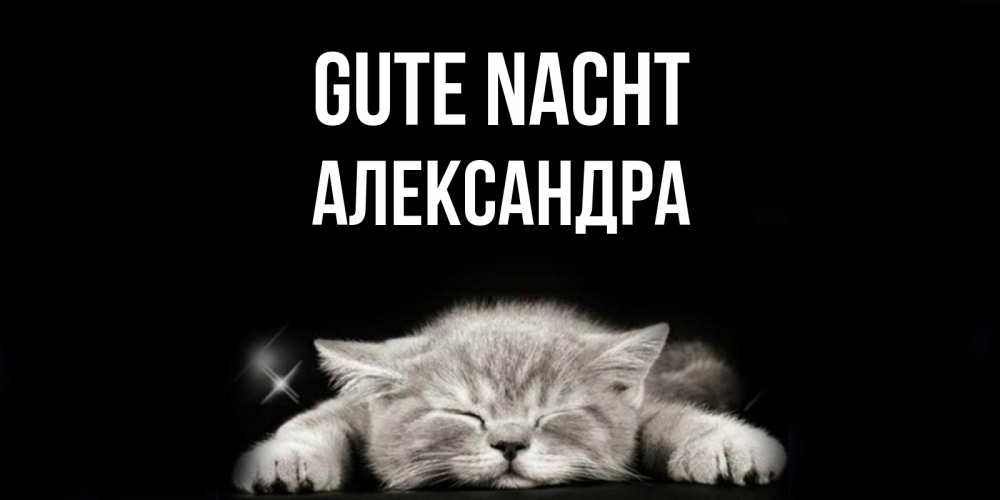 Открытка на каждый день с именем, Александра Gute Nacht спящий котик Прикольная открытка с пожеланием онлайн скачать бесплатно 