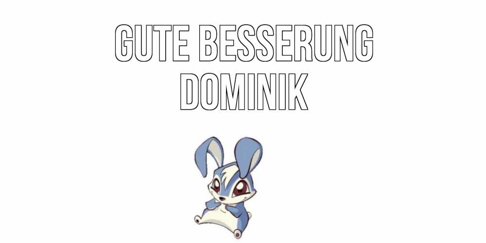 Открытка на каждый день с именем, Dominik Gute Besserung серый заяц на открытке про выздоравление Прикольная открытка с пожеланием онлайн скачать бесплатно 