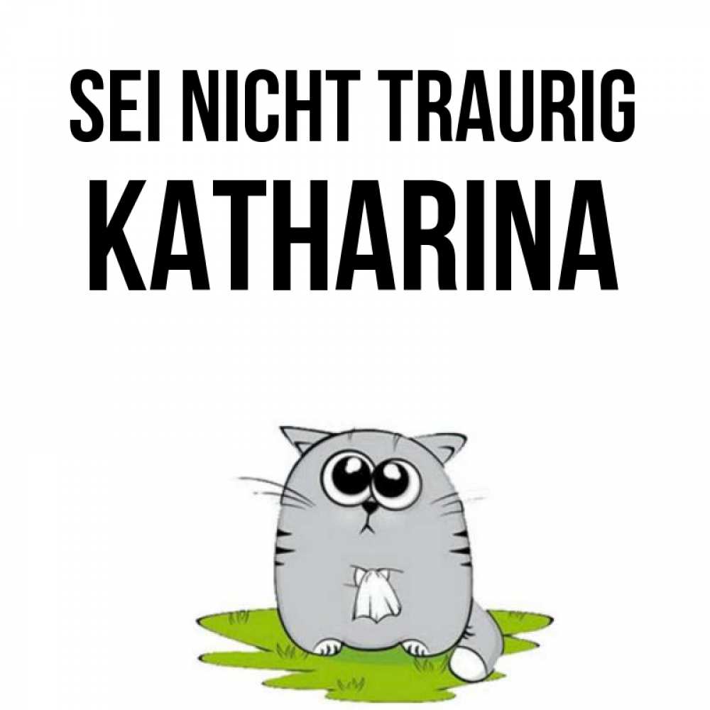Открытка на каждый день с именем, Katharina Sei nicht traurig грустный котяра Прикольная открытка с пожеланием онлайн скачать бесплатно 