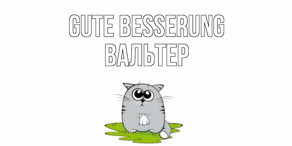 Открытка на каждый день с именем, Вальтер Gute Besserung кот и открытки про выздоровление Прикольная открытка с пожеланием онлайн скачать бесплатно 