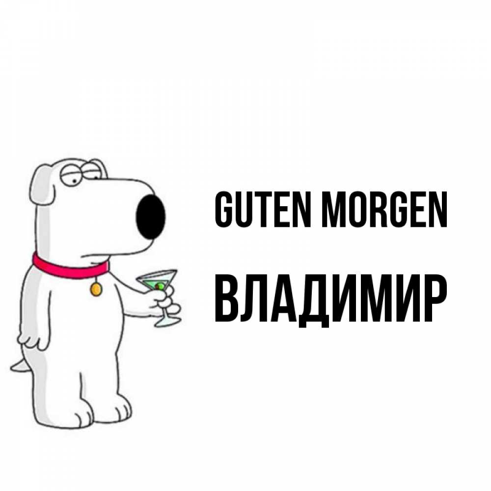 Открытка на каждый день с именем, Владимир Guten Morgen герои мультфильмов белый пес Прикольная открытка с пожеланием онлайн скачать бесплатно 