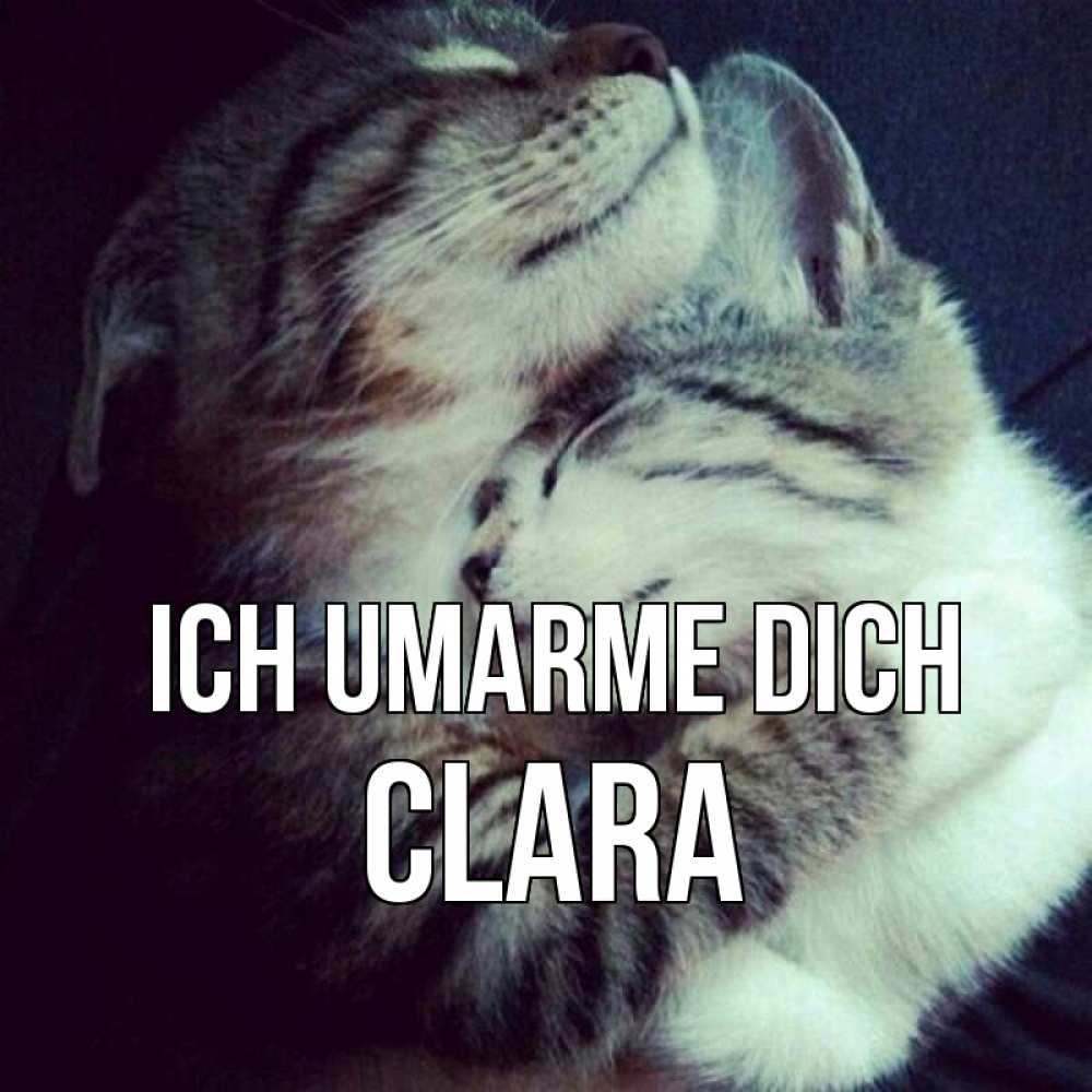 Открытка на каждый день с именем, Clara Ich umarme dich полосатики Прикольная открытка с пожеланием онлайн скачать бесплатно 
