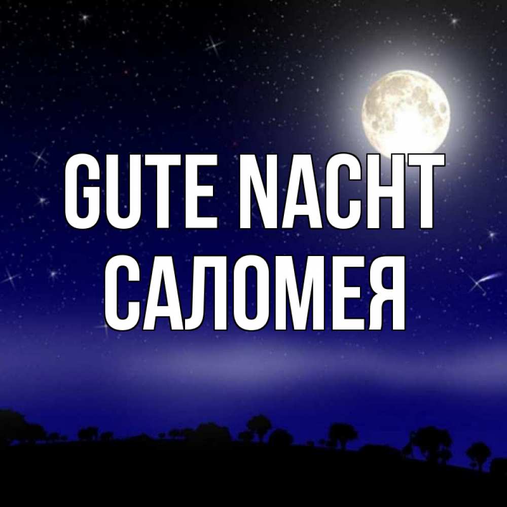 Открытка на каждый день с именем, Саломея Gute Nacht ночное небо и лесная опушка при свете луны Прикольная открытка с пожеланием онлайн скачать бесплатно 