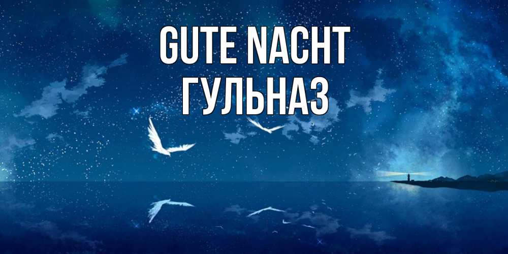 Открытка на каждый день с именем, Гульназ Gute Nacht птицы летят на фоне ночного неба Прикольная открытка с пожеланием онлайн скачать бесплатно 