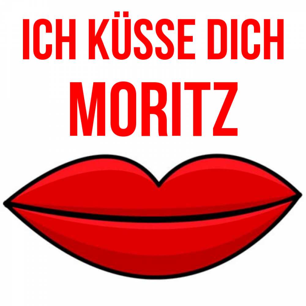 Открытка на каждый день с именем, Moritz Ich küsse dich губы векторные Прикольная открытка с пожеланием онлайн скачать бесплатно 