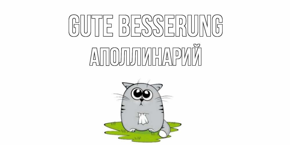 Открытка на каждый день с именем, Аполлинарий Gute Besserung кот и открытки про выздоровление Прикольная открытка с пожеланием онлайн скачать бесплатно 