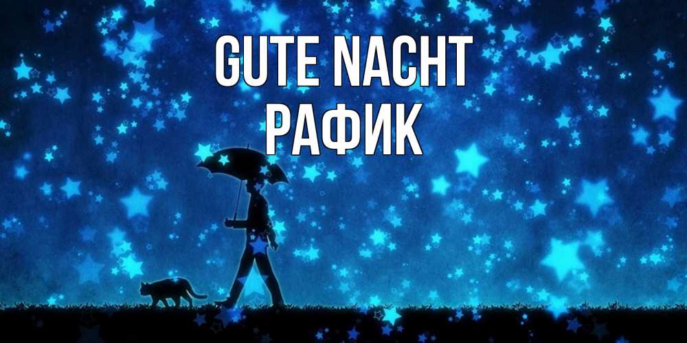 Открытка на каждый день с именем, Рафик Gute Nacht ночные прогулки с котом под звездами Прикольная открытка с пожеланием онлайн скачать бесплатно 