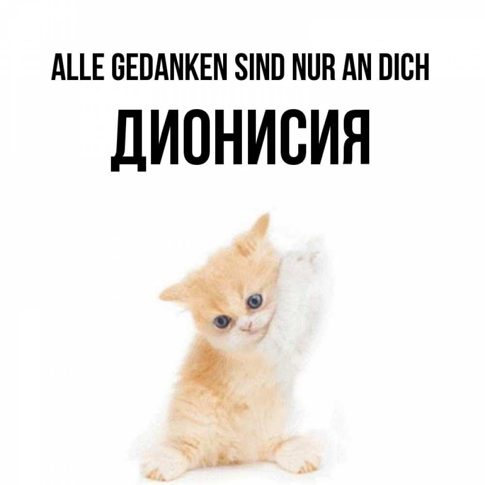 Открытка на каждый день с именем, Дионисия Alle Gedanken sind nur an dich зверушки и милота Прикольная открытка с пожеланием онлайн скачать бесплатно 