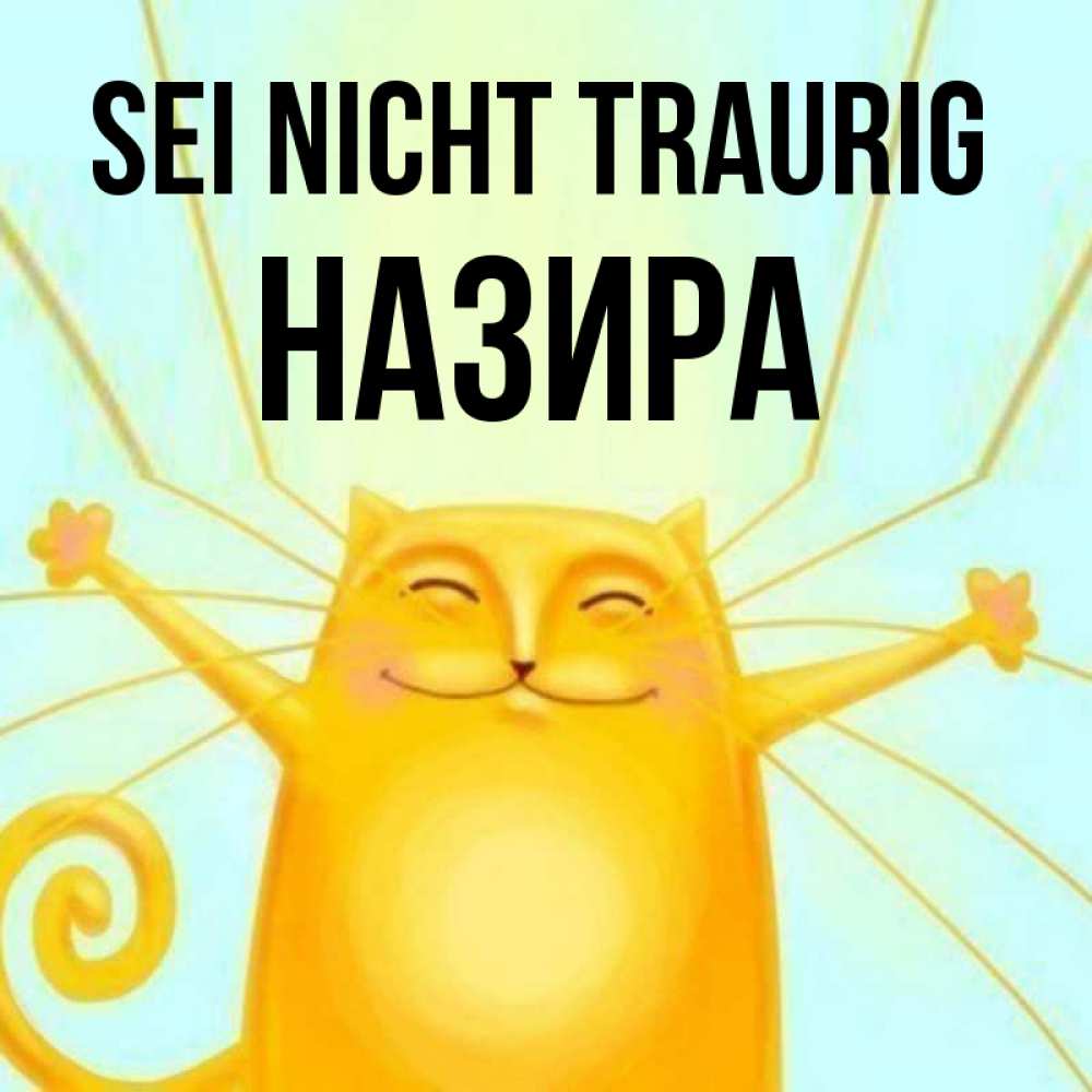 Открытка на каждый день с именем, Назира Sei nicht traurig обнимашки усатые Прикольная открытка с пожеланием онлайн скачать бесплатно 