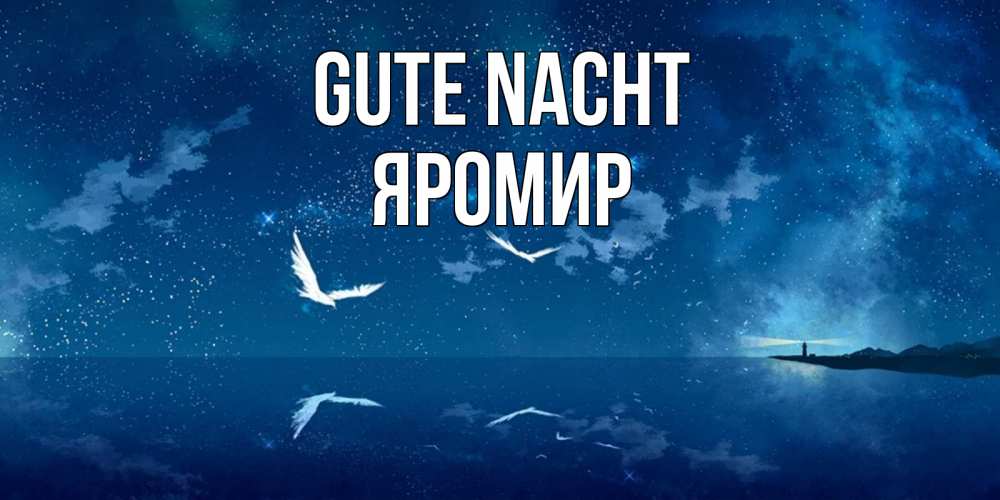 Открытка на каждый день с именем, Яромир Gute Nacht птицы летят на фоне ночного неба Прикольная открытка с пожеланием онлайн скачать бесплатно 