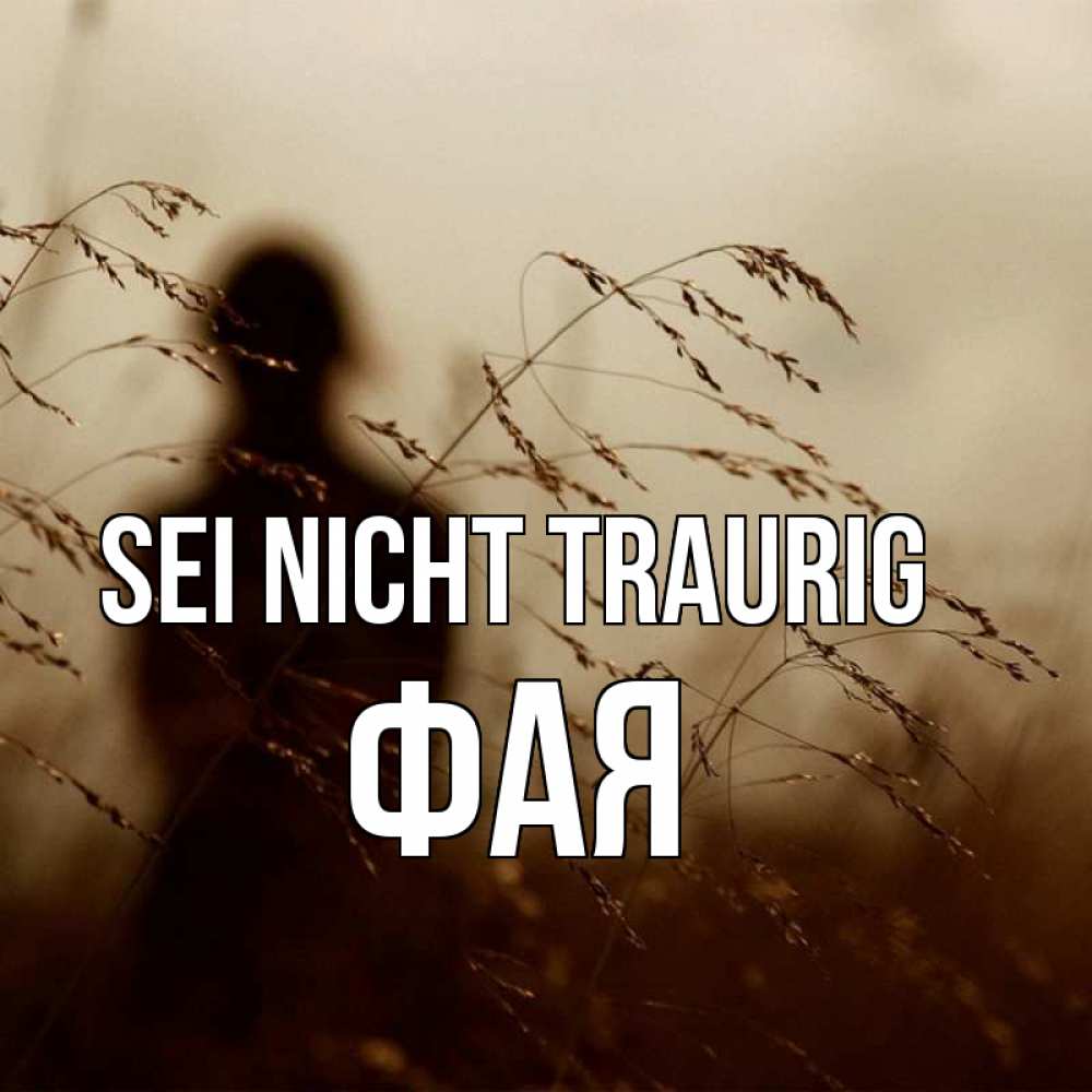 Открытка на каждый день с именем, Фая Sei nicht traurig грусть Прикольная открытка с пожеланием онлайн скачать бесплатно 
