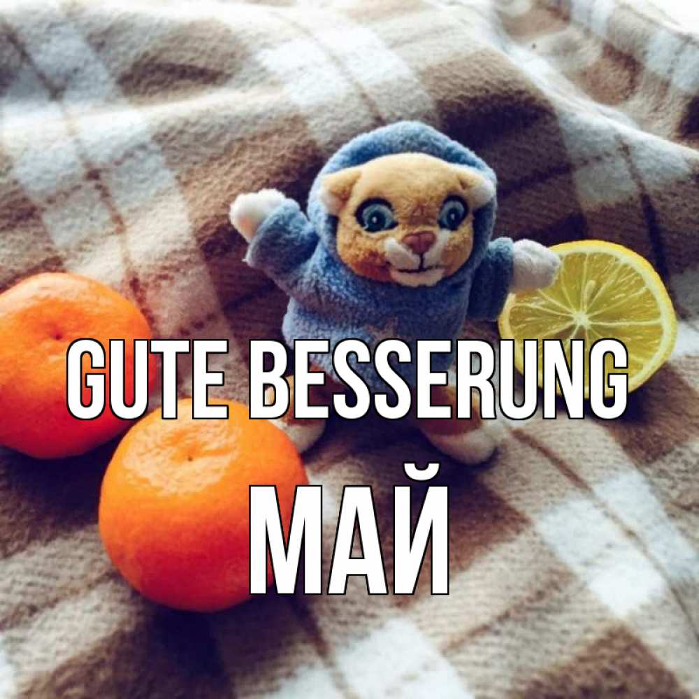 Открытка на каждый день с именем, Май Gute Besserung вот тебе апельсинка и лимон Прикольная открытка с пожеланием онлайн скачать бесплатно 