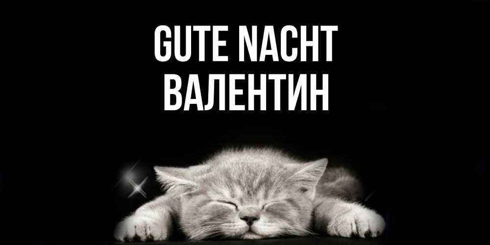 Открытка на каждый день с именем, Валентин Gute Nacht спящий котик Прикольная открытка с пожеланием онлайн скачать бесплатно 