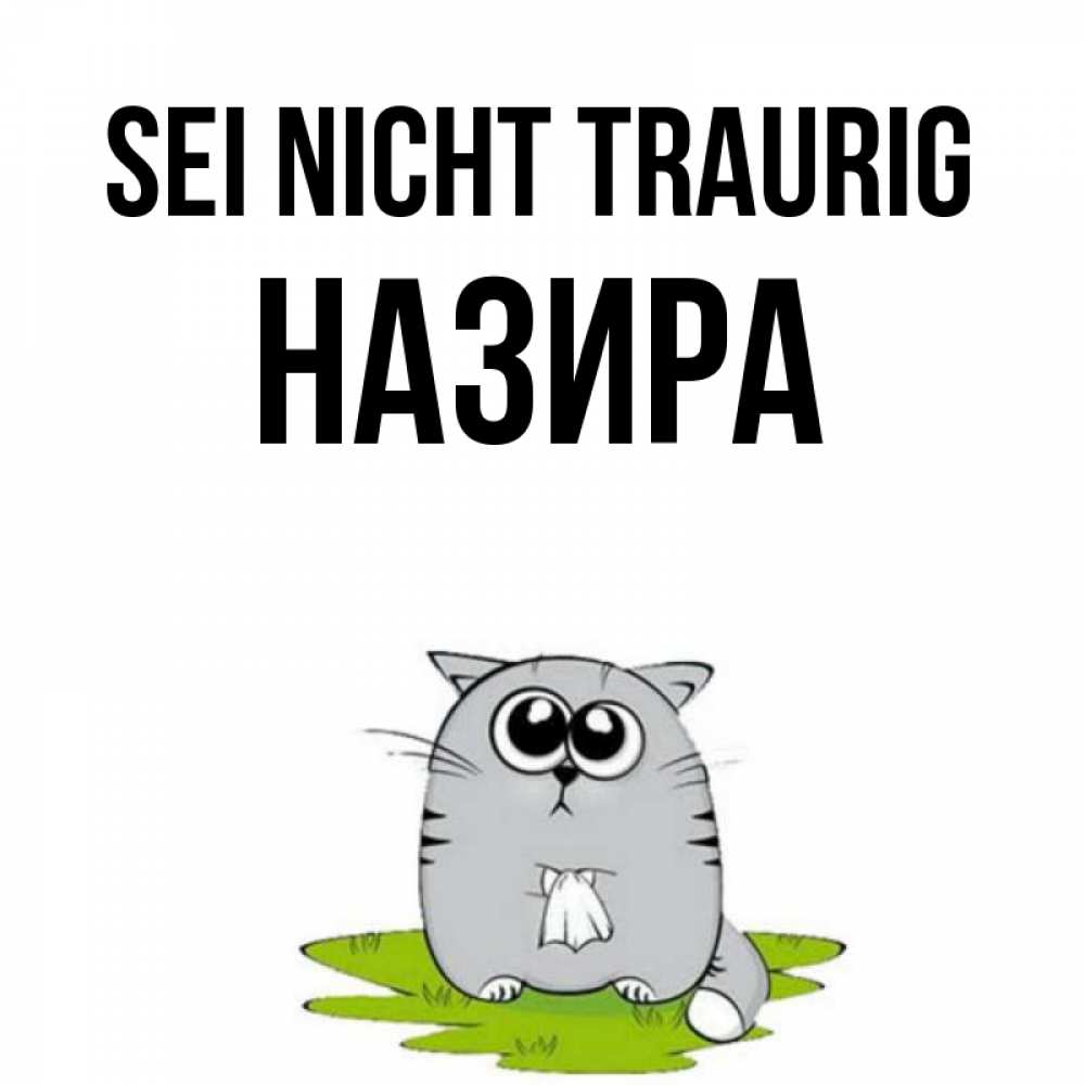Открытка на каждый день с именем, Назира Sei nicht traurig грустный котяра Прикольная открытка с пожеланием онлайн скачать бесплатно 