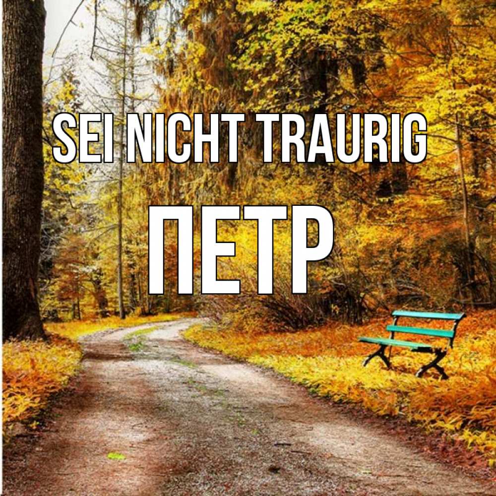Открытка на каждый день с именем, Петр Sei nicht traurig зеленая лавочка Прикольная открытка с пожеланием онлайн скачать бесплатно 