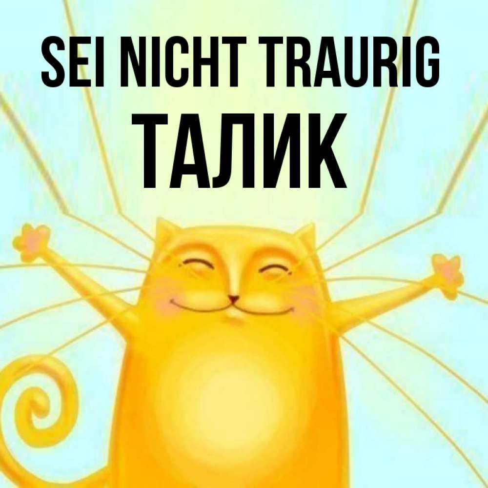 Открытка на каждый день с именем, Талик Sei nicht traurig обнимашки усатые Прикольная открытка с пожеланием онлайн скачать бесплатно 