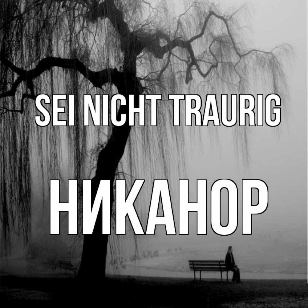 Открытка на каждый день с именем, Никанор Sei nicht traurig висящие ветки дерева и лавочка под деревом Прикольная открытка с пожеланием онлайн скачать бесплатно 