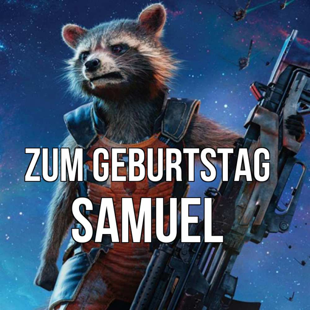 Открытка на каждый день с именем, Samuel Zum Geburtstag реактивный Рокета Прикольная открытка с пожеланием онлайн скачать бесплатно 