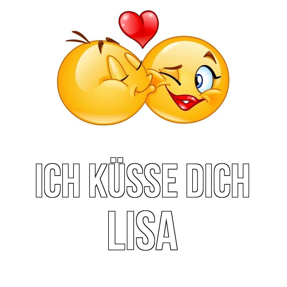 Открытка на каждый день с именем, Lisa Ich küsse dich губы и белые зубы Прикольная открытка с пожеланием онлайн скачать бесплатно 