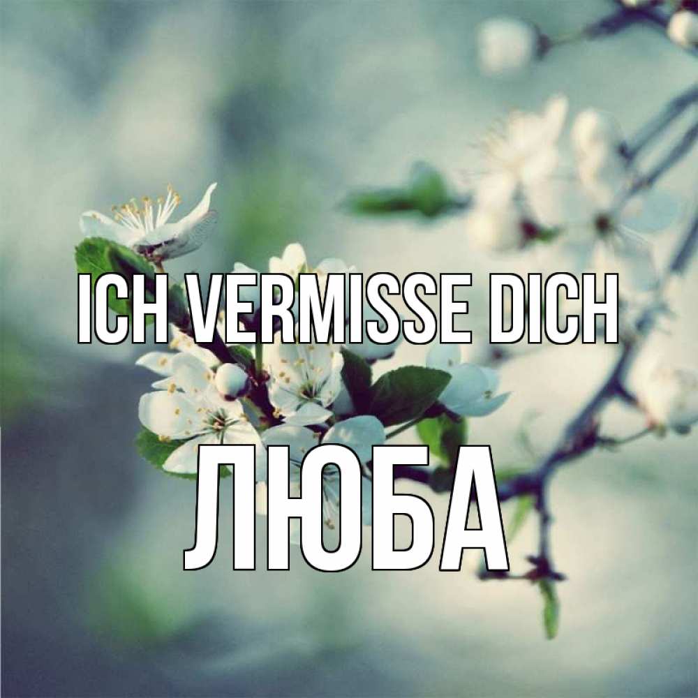 Открытка на каждый день с именем, Люба Ich vermisse dich весна Прикольная открытка с пожеланием онлайн скачать бесплатно 