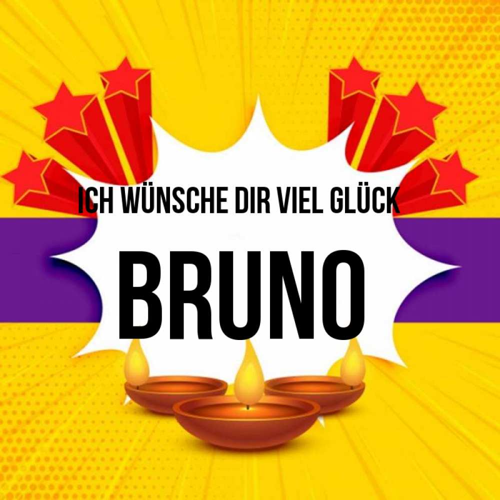 Открытка на каждый день с именем, Bruno Ich wünsche dir viel Glück векторное изображение Прикольная открытка с пожеланием онлайн скачать бесплатно 