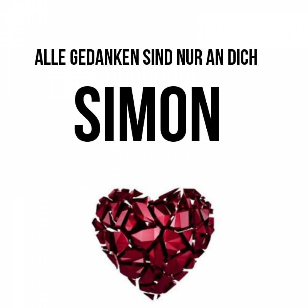 Открытка на каждый день с именем, Simon Alle Gedanken sind nur an dich рубиновое 1 Прикольная открытка с пожеланием онлайн скачать бесплатно 