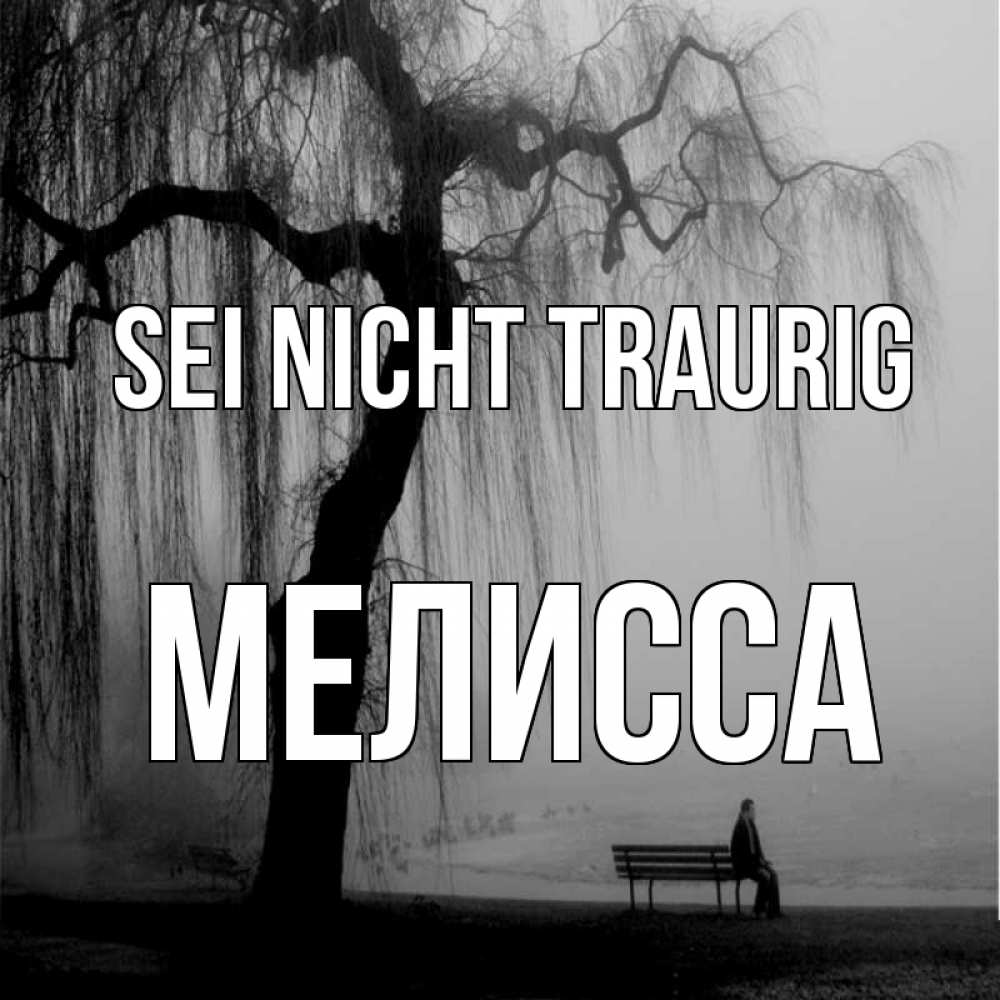 Открытка на каждый день с именем, Мелисса Sei nicht traurig висящие ветки дерева и лавочка под деревом Прикольная открытка с пожеланием онлайн скачать бесплатно 