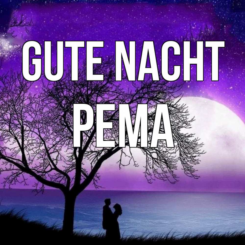 Открытка на каждый день с именем, Рема Gute Nacht огромная луна и парочка Прикольная открытка с пожеланием онлайн скачать бесплатно 