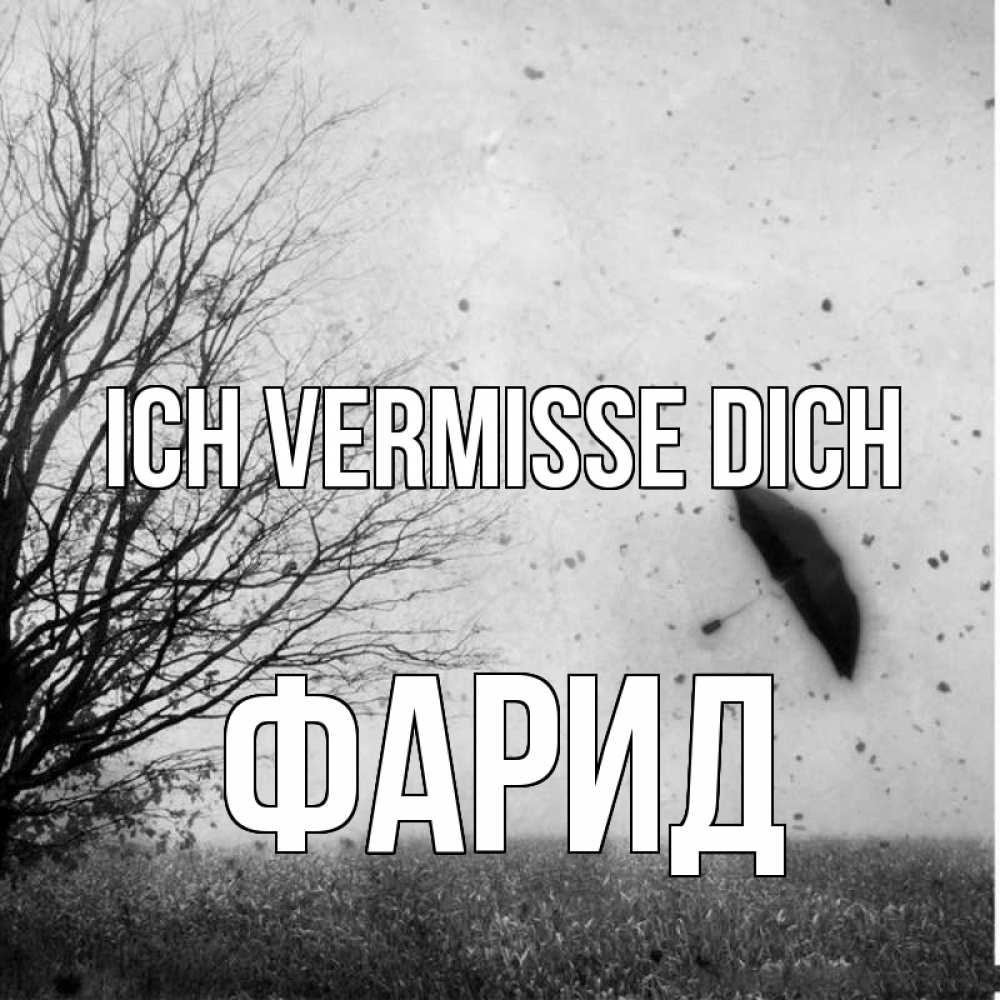 Открытка на каждый день с именем, Фарид Ich vermisse dich зонт летит Прикольная открытка с пожеланием онлайн скачать бесплатно 