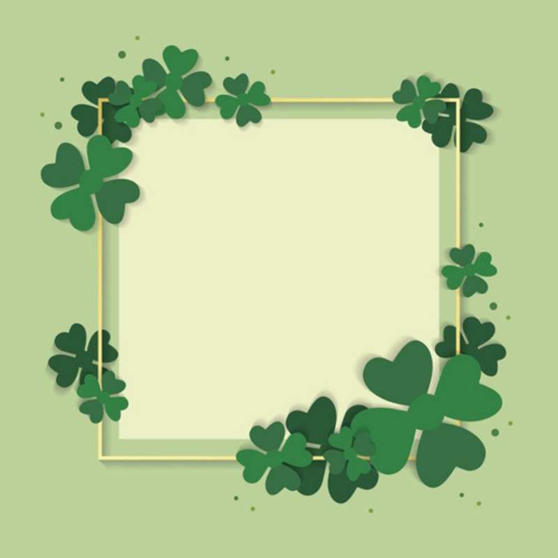 Открытка подпись в рамке из клевера  на удачу  Ich wünsche dir viel Glück 