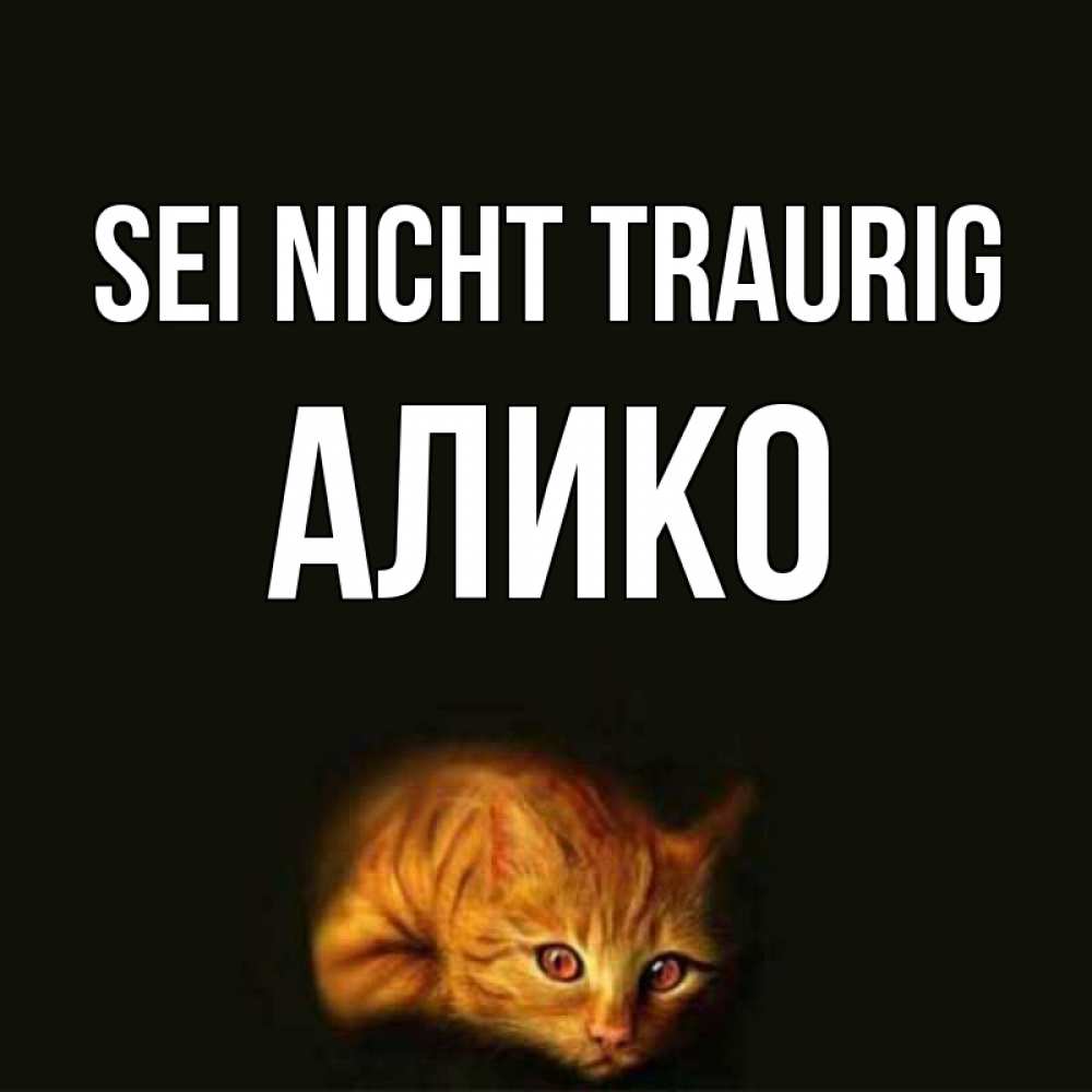 Открытка на каждый день с именем, Алико Sei nicht traurig лежащий кот в темноте Прикольная открытка с пожеланием онлайн скачать бесплатно 