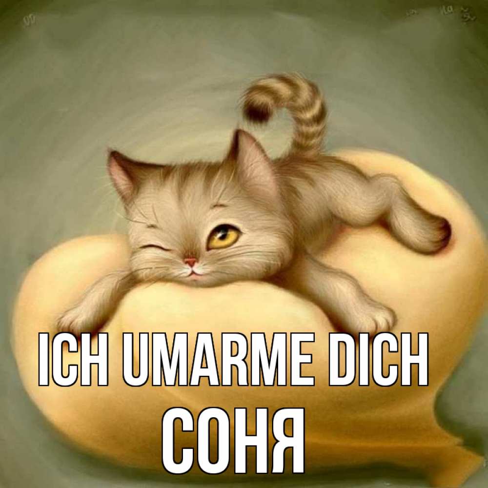 Открытка на каждый день с именем, Соня Ich umarme dich кошечка Прикольная открытка с пожеланием онлайн скачать бесплатно 