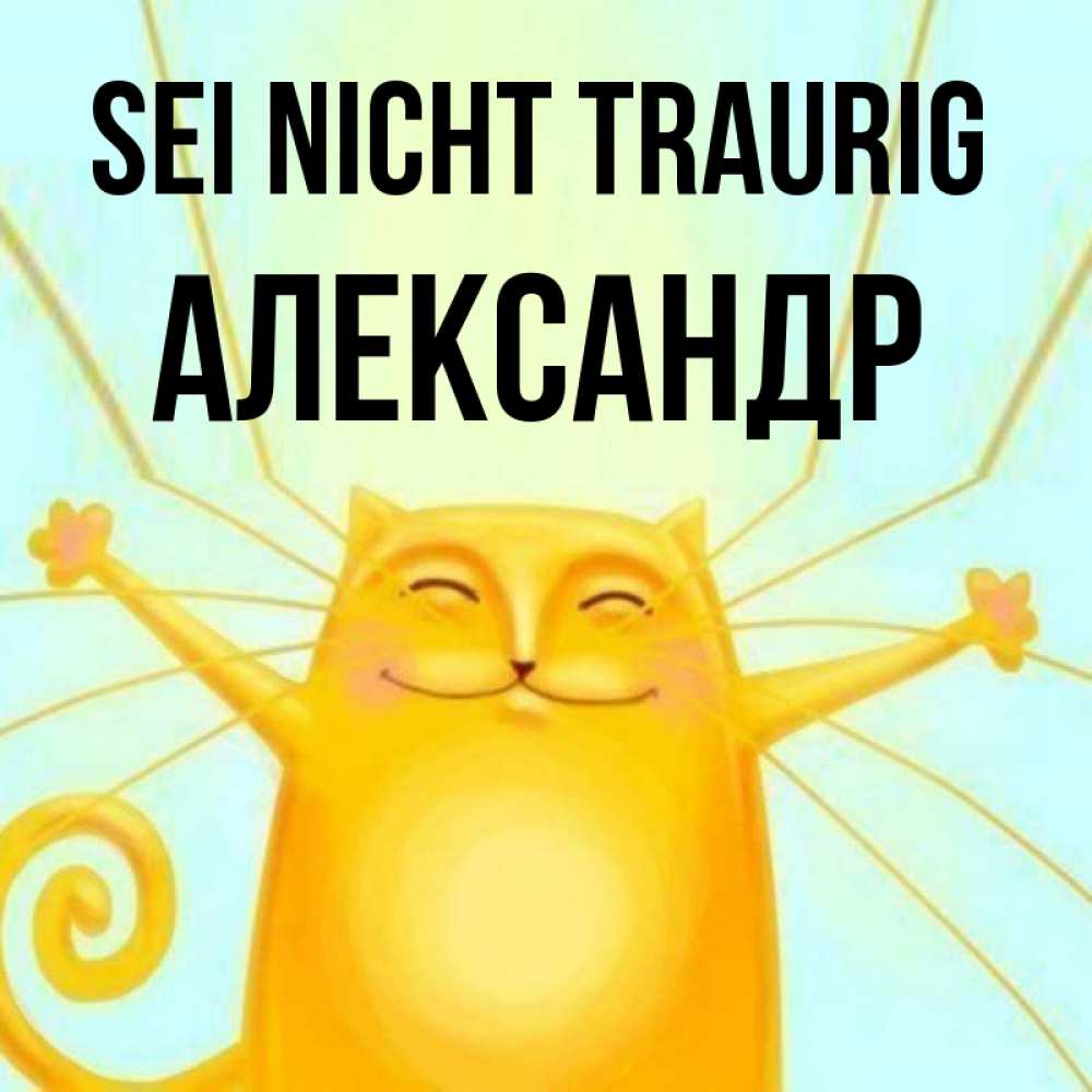 Открытка на каждый день с именем, Александр Sei nicht traurig обнимашки усатые Прикольная открытка с пожеланием онлайн скачать бесплатно 