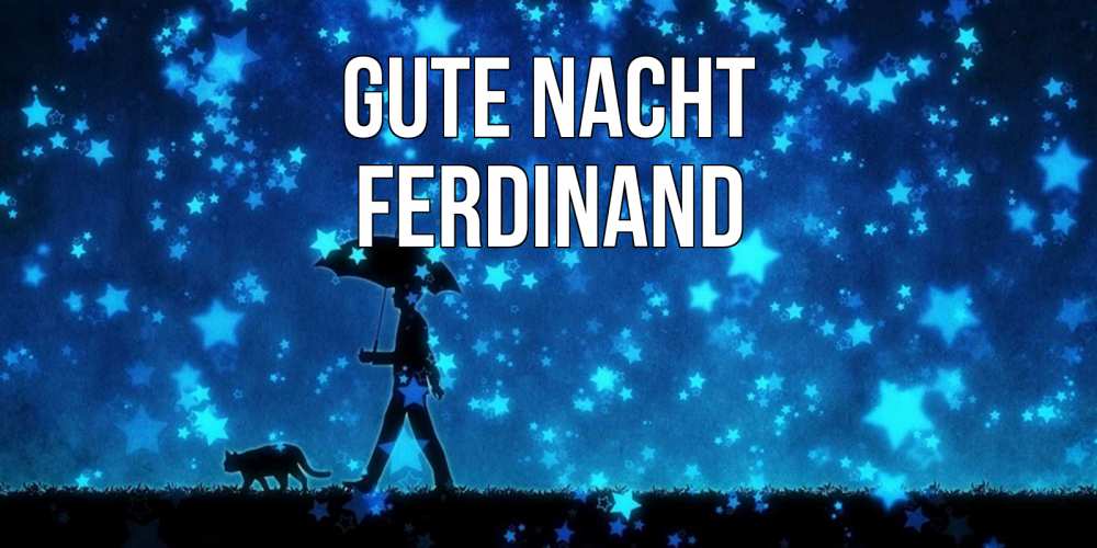Открытка на каждый день с именем, Ferdinand Gute Nacht ночные прогулки с котом под звездами Прикольная открытка с пожеланием онлайн скачать бесплатно 