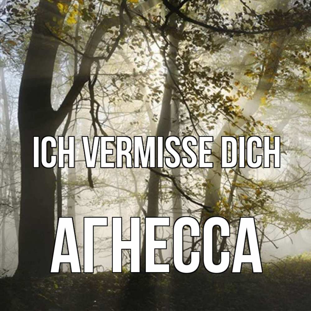 Открытка на каждый день с именем, Агнесса Ich vermisse dich грустно Прикольная открытка с пожеланием онлайн скачать бесплатно 