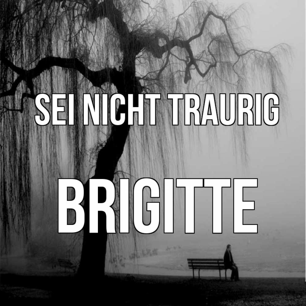 Открытка на каждый день с именем, Brigitte Sei nicht traurig висящие ветки дерева и лавочка под деревом Прикольная открытка с пожеланием онлайн скачать бесплатно 