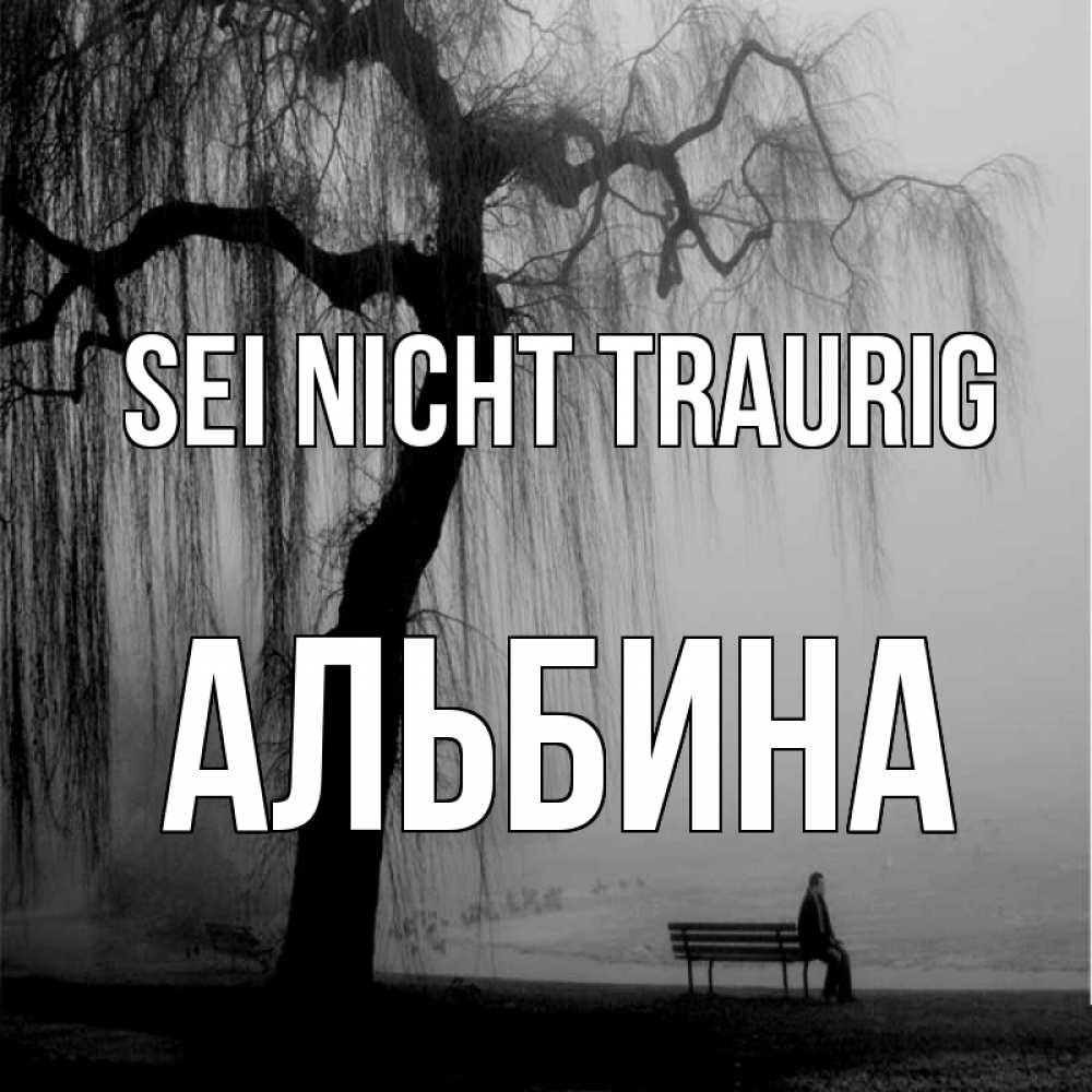 Открытка на каждый день с именем, Альбина Sei nicht traurig висящие ветки дерева и лавочка под деревом Прикольная открытка с пожеланием онлайн скачать бесплатно 