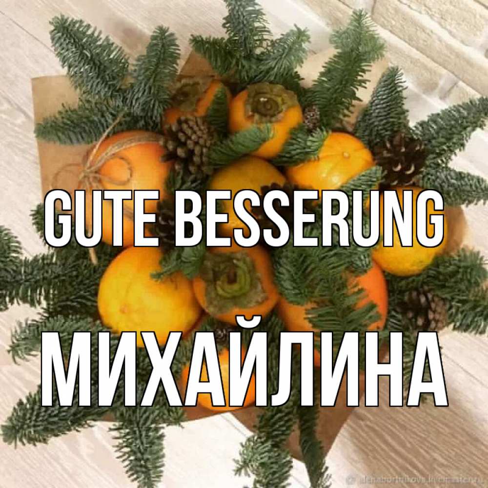 Открытка на каждый день с именем, Михайлина Gute Besserung апельсины и хурьма Прикольная открытка с пожеланием онлайн скачать бесплатно 