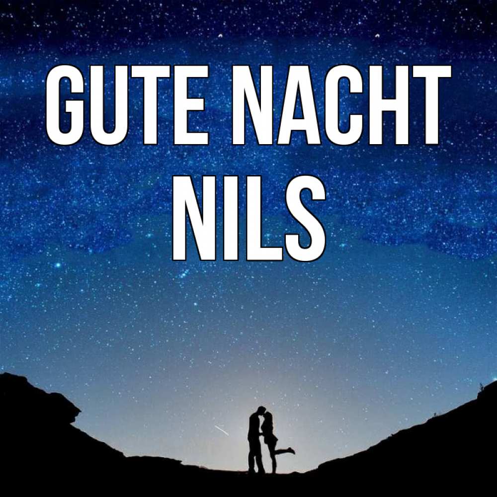 Открытка на каждый день с именем, Nils Gute Nacht звездное небо и люди Прикольная открытка с пожеланием онлайн скачать бесплатно 
