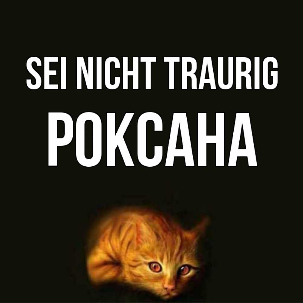 Открытка на каждый день с именем, Роксана Sei nicht traurig лежащий кот в темноте Прикольная открытка с пожеланием онлайн скачать бесплатно 