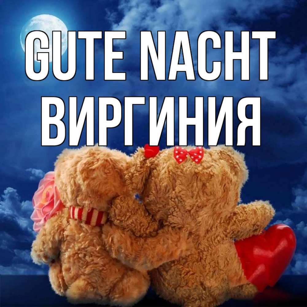Открытка на каждый день с именем, Виргиния Gute Nacht плюшевые Прикольная открытка с пожеланием онлайн скачать бесплатно 